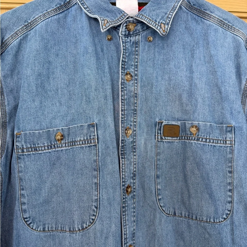 Wrangler Riggs Workwear  Denim Button Down Shirt Cotton / xlarge